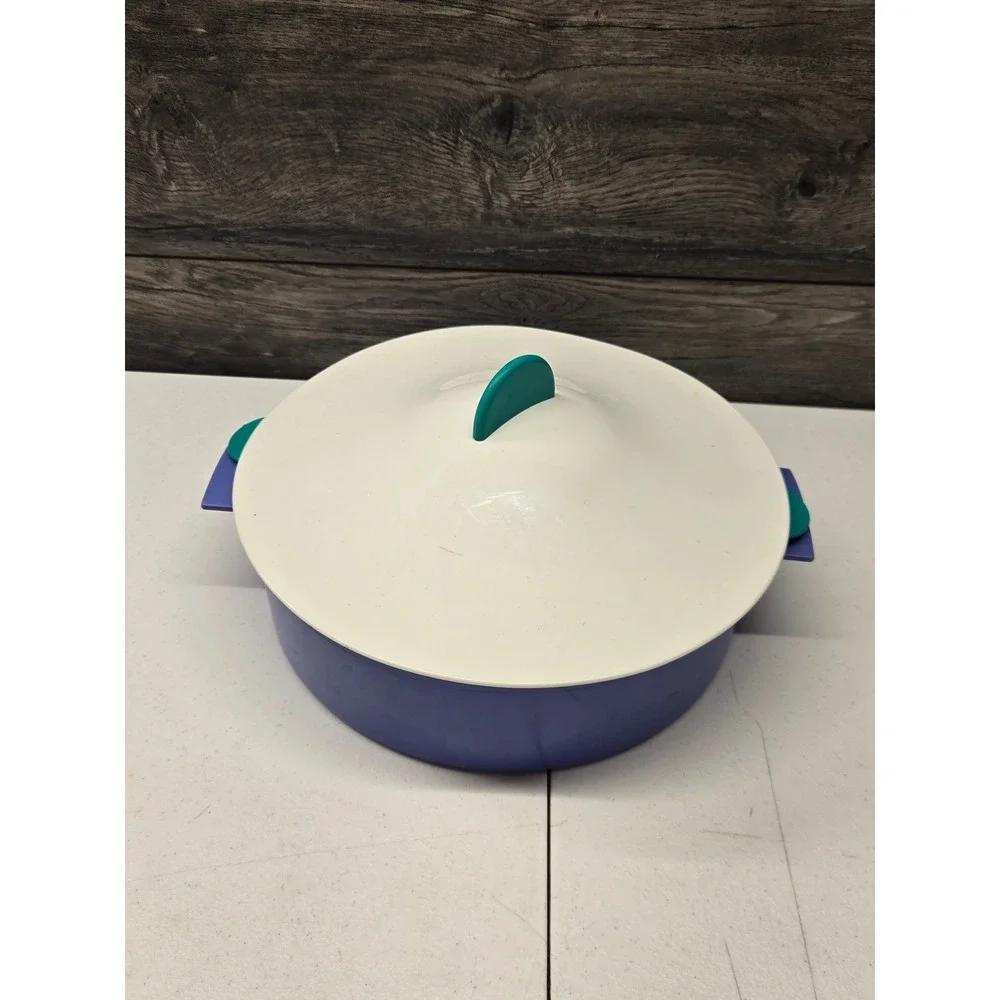 Vintage Tupperware Multi-Server‎ Steamer 3 Piece Set Purple Teal White 1273 1274